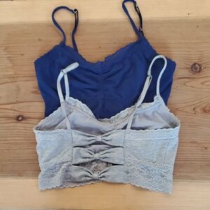 Victoria's Secret Blue and Gray Lace Bralette Set